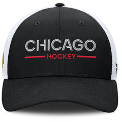 Chicago Blackhawks Fanatics Authentic Pro Rink Lockup Adjustable Trucker Hat - Black/White | Fanatics on sale