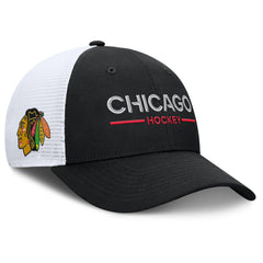 Chicago Blackhawks Fanatics Authentic Pro Rink Lockup Adjustable Trucker Hat - Black/White | Fanatics on sale