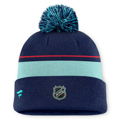 Seattle Kraken Fanatics Authentic Pro Rink Cuffed Knit Hat with Pom - Deep Sea Blue | Fanatics discount