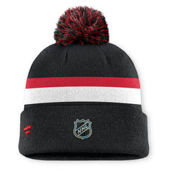Detroit Red Wings Fanatics Authentic Pro Rink Cuffed Knit Hat with Pom - Black | Fanatics Lifestyle