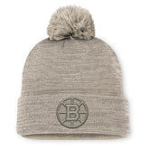 Boston Bruins Fanatics Authentic Pro Road Cuffed Knit Hat with Pom - Tan | Fanatics Lifestyle