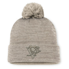 Pittsburgh Penguins Fanatics Authentic Pro Road Cuffed Knit Hat with Pom - Tan | Fanatics discount