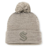 Seattle Kraken Fanatics Authentic Pro Road Cuffed Knit Hat with Pom - Tan | Fanatics Lifestyle