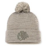 Chicago Blackhawks Fanatics Authentic Pro Road Cuffed Knit Hat with Pom - Tan | Fanatics on sale