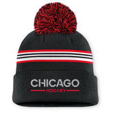 Chicago Blackhawks Fanatics Women's Authentic Pro Rink Cuffed Knit Hat with Pom - Black | Fanatics Clearance