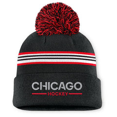 Chicago Blackhawks Fanatics Women's Authentic Pro Rink Cuffed Knit Hat with Pom - Black | Fanatics Clearance