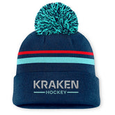 Seattle Kraken Fanatics Women's Authentic Pro Rink Cuffed Knit Hat with Pom - Deep Sea Blue | Fanatics Lifestyle