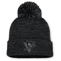 Pittsburgh Penguins Fanatics Women's Authentic Pro Road Cuffed Knit Hat with Pom - Black | Fanatics discount