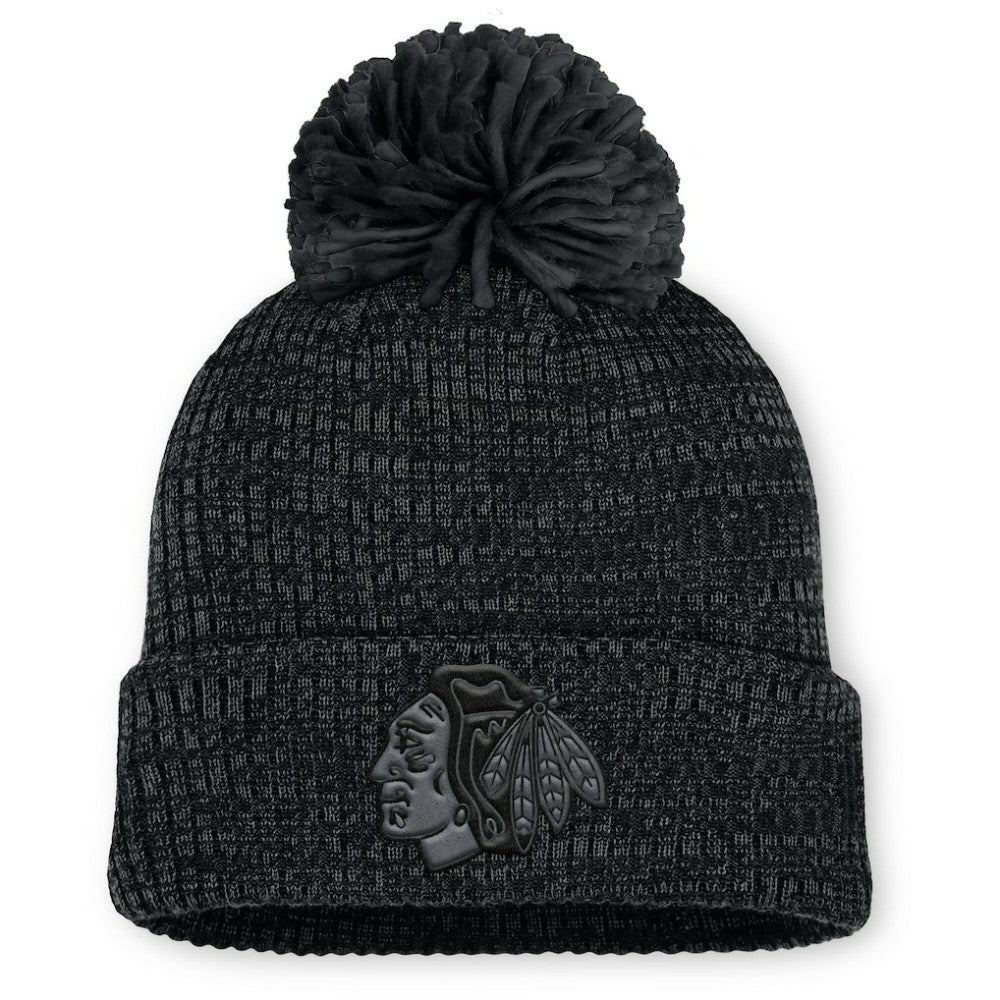Chicago Blackhawks Fanatics Women's Authentic Pro Road Cuffed Knit Hat with Pom - Black | Fanatics on sale
