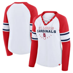 St. Louis Cardinals Fanatics Women's Blitz Package Raglan Lace-Up V-Neck Long Sleeve T-Shirt Sale