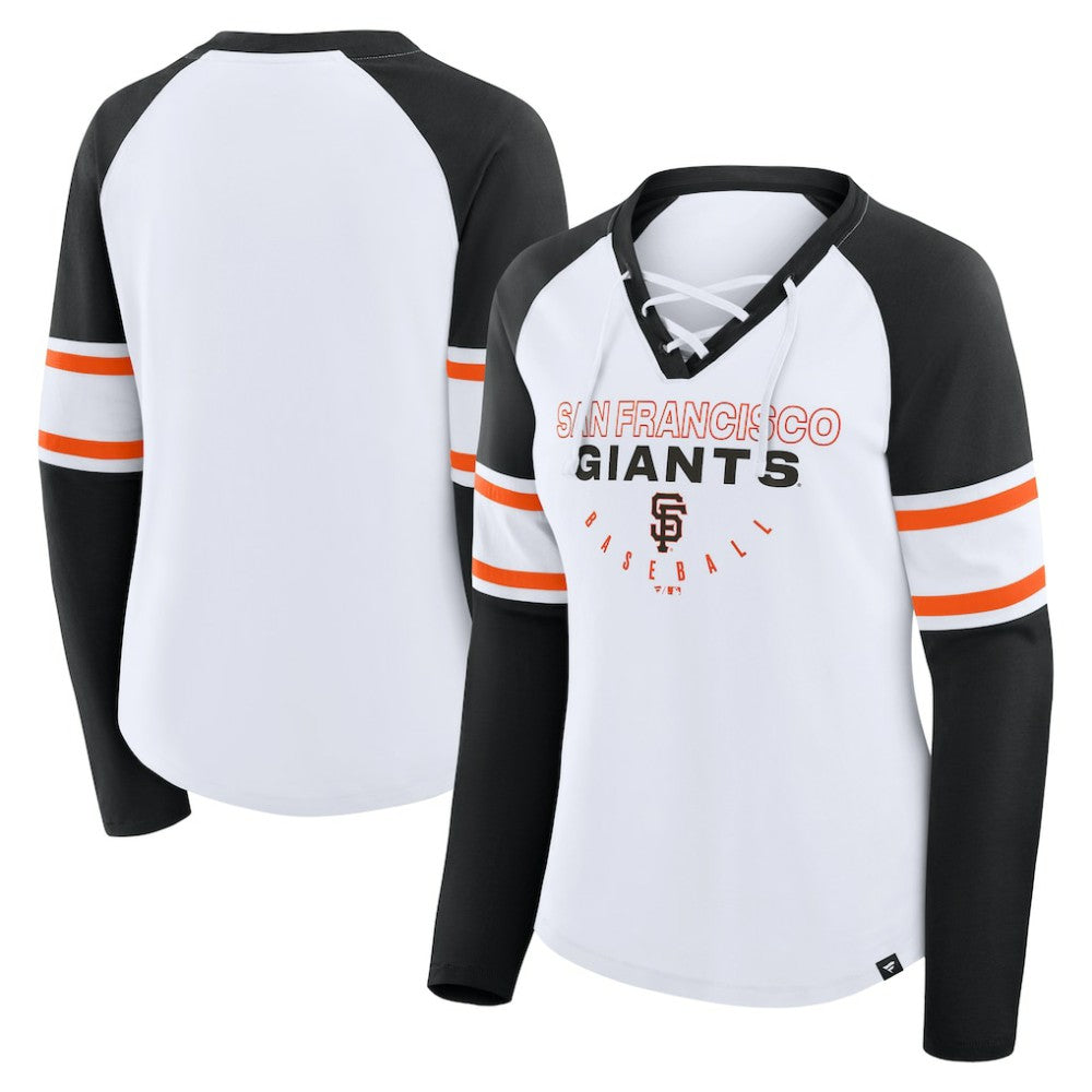 San Francisco Giants Fanatics Women's Blitz Package Raglan Lace-Up V-Neck Long Sleeve T-Shirt for sale