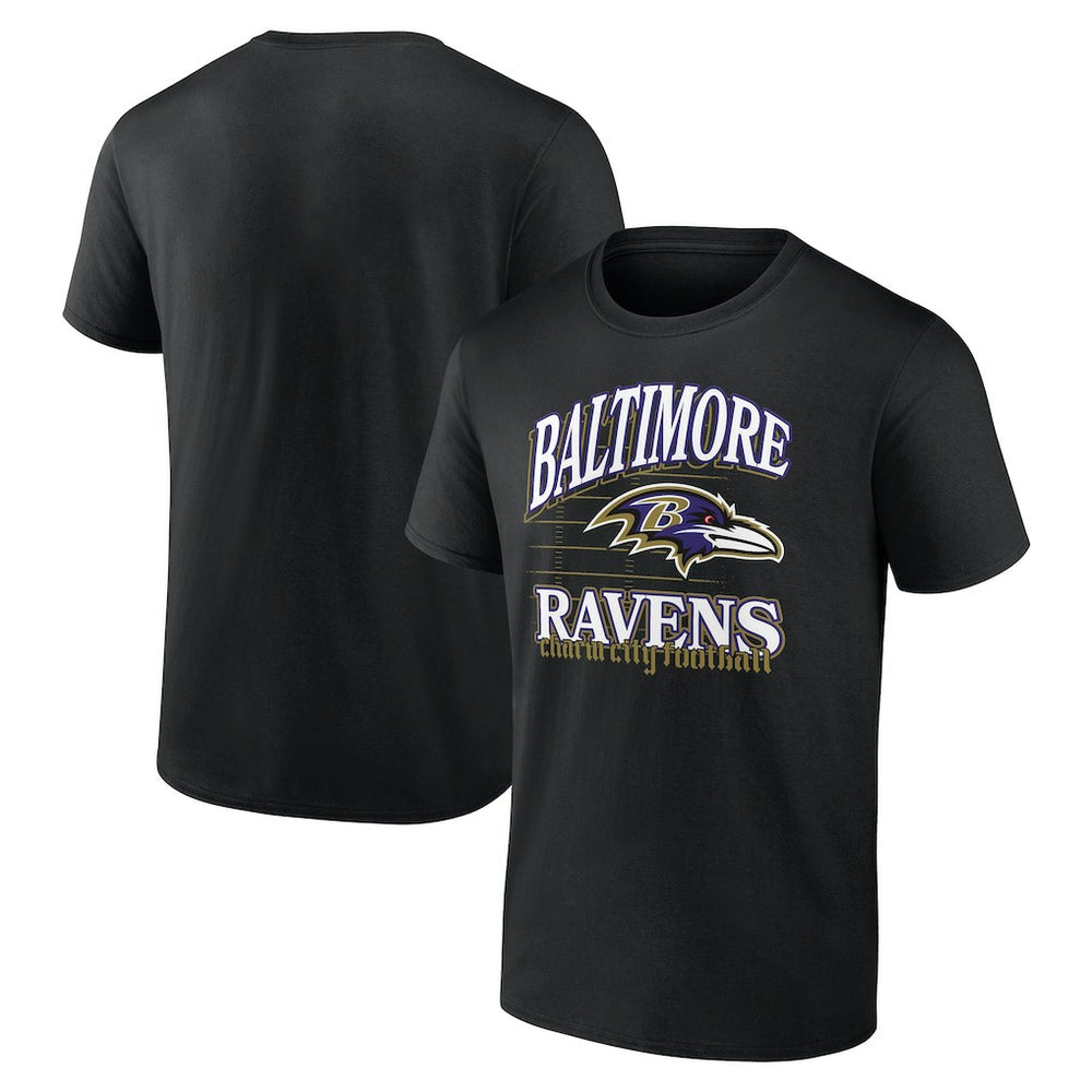 Baltimore Ravens Retro Gridiron T-Shirt - Black - NFL