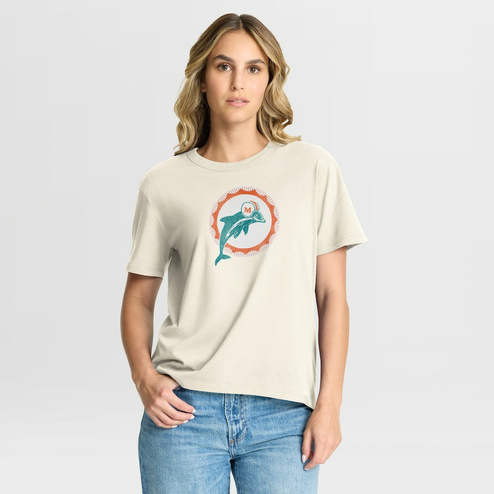 Miami Dolphins Women's Dove Legacy T-Shirt - Cream - Fanatics