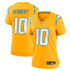Justin Herbert Los Angeles Chargers Women's Alternate Charger Power Game Jersey - Gold - Nike