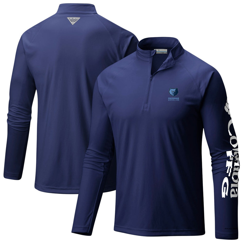 Columbia Memphis Grizzlies PFG Terminal Tackle Quarter-Zip Top Navy
