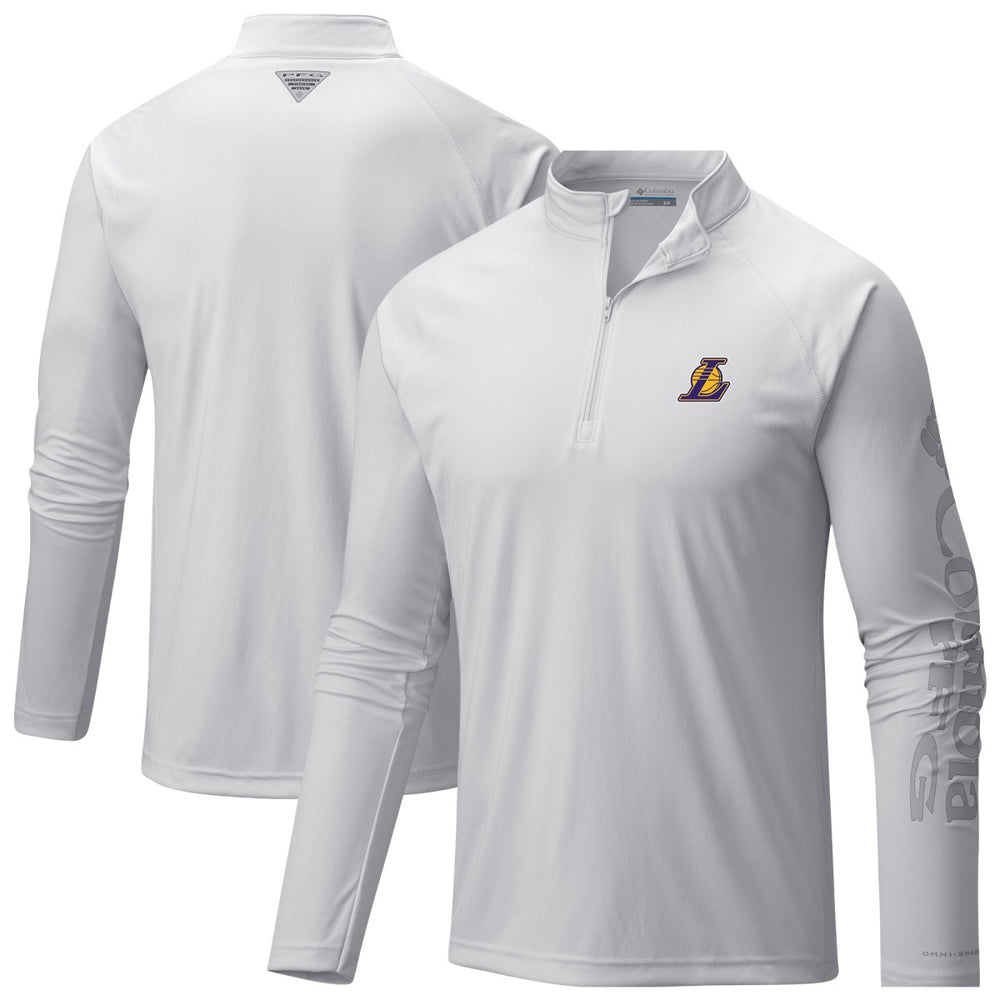 Columbia Los Angeles Lakers PFG Terminal Tackle Quarter-Zip Top White