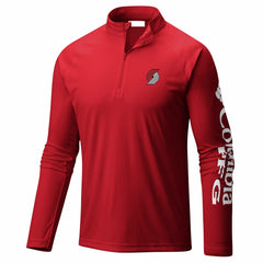 Columbia Portland Trail Blazers PFG Terminal Tackle Quarter-Zip Top Red