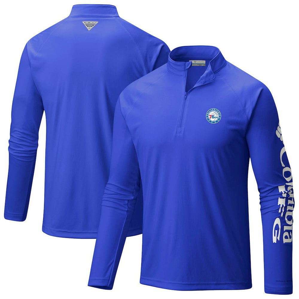 Columbia Philadelphia 76ers PFG Terminal Tackle Quarter-Zip Top Blue
