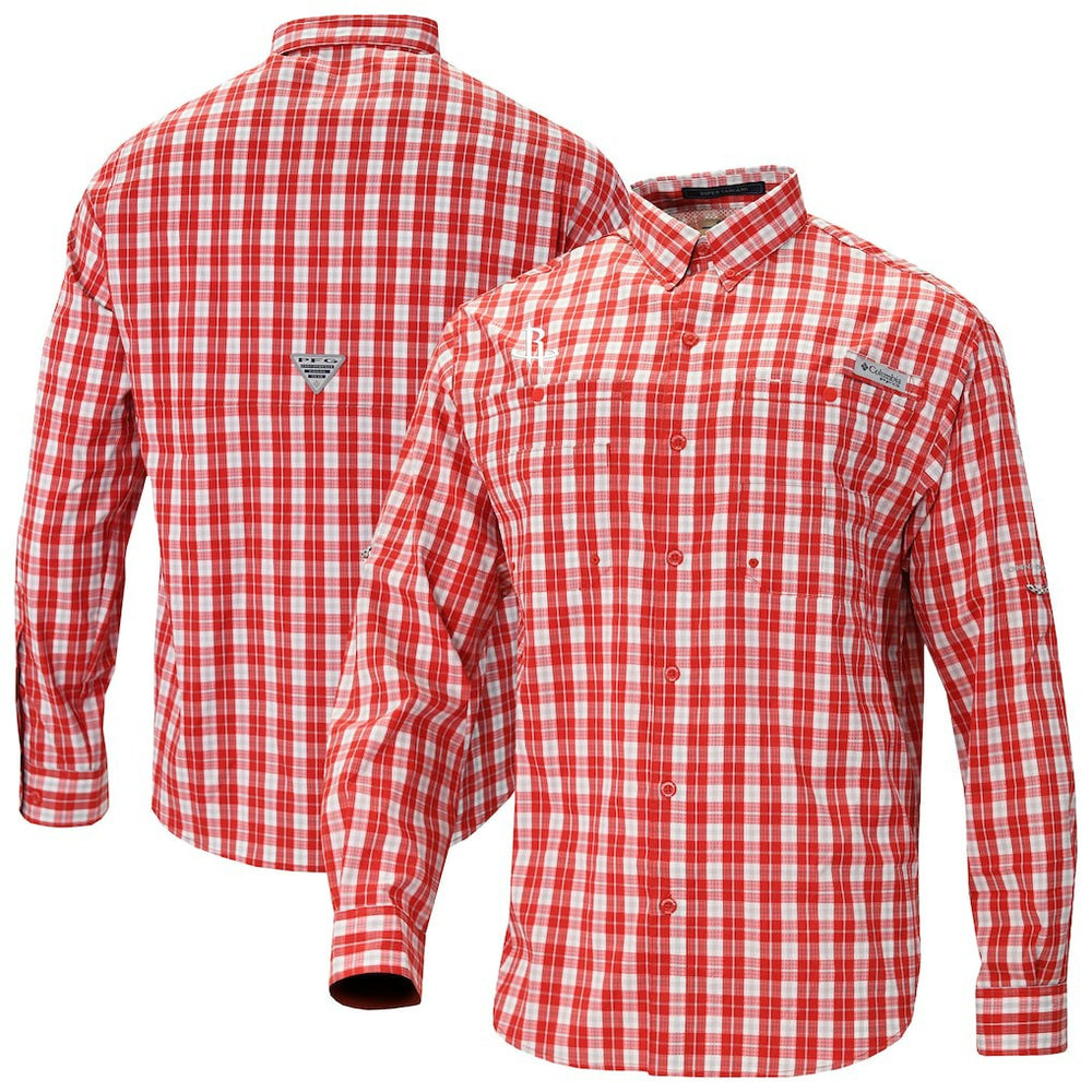 Columbia Houston Rockets Super Tamiami Omni-Shade Long Sleeve Button-Down Shirt Red
