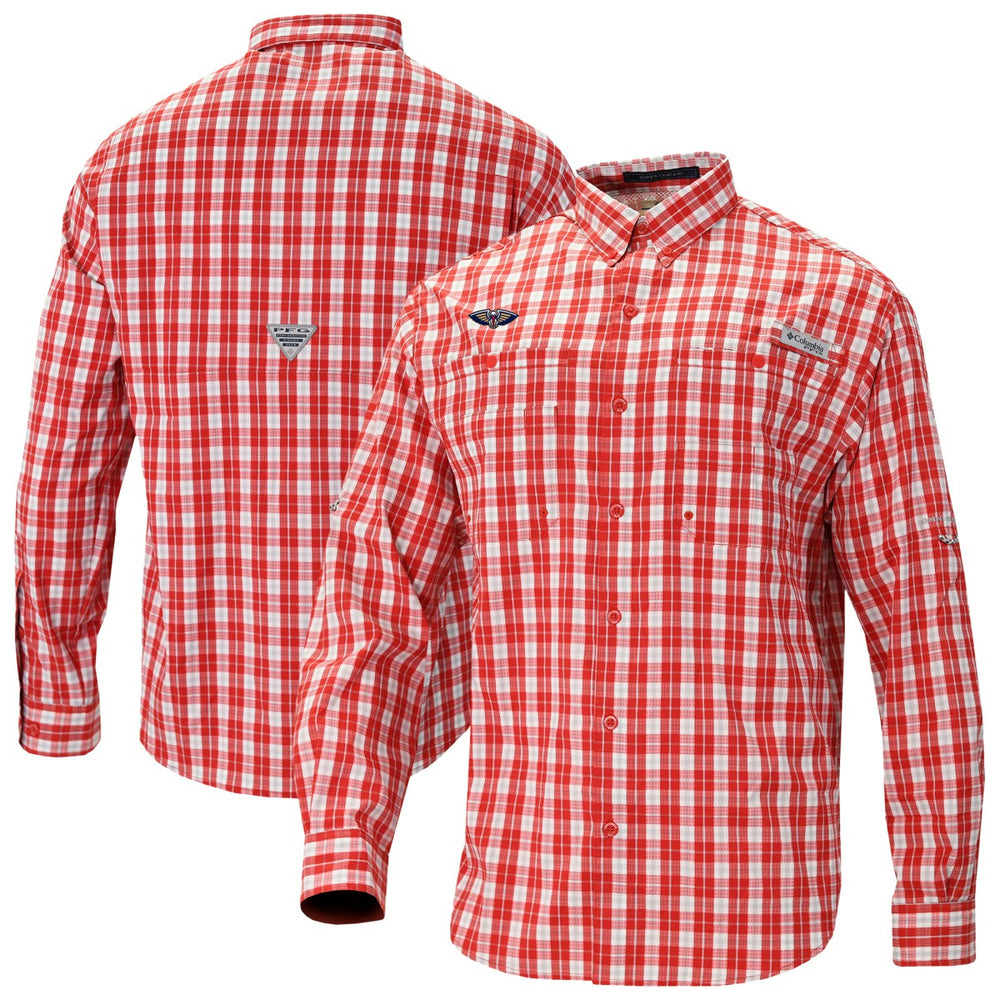 Columbia New Orleans Pelicans Super Tamiami Omni-Shade Long Sleeve Button-Down Shirt Red