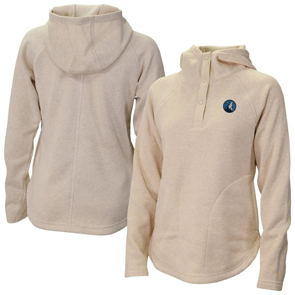 Columbia Minnesota Timberwolves Women's Sweater Weather Quarter-Snap Hoodie Cream