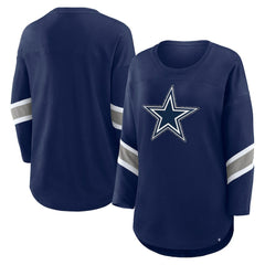 Dallas Cowboys Women's Redzone Bling 3/4-Sleeve T-Shirt - Navy - Fanatics