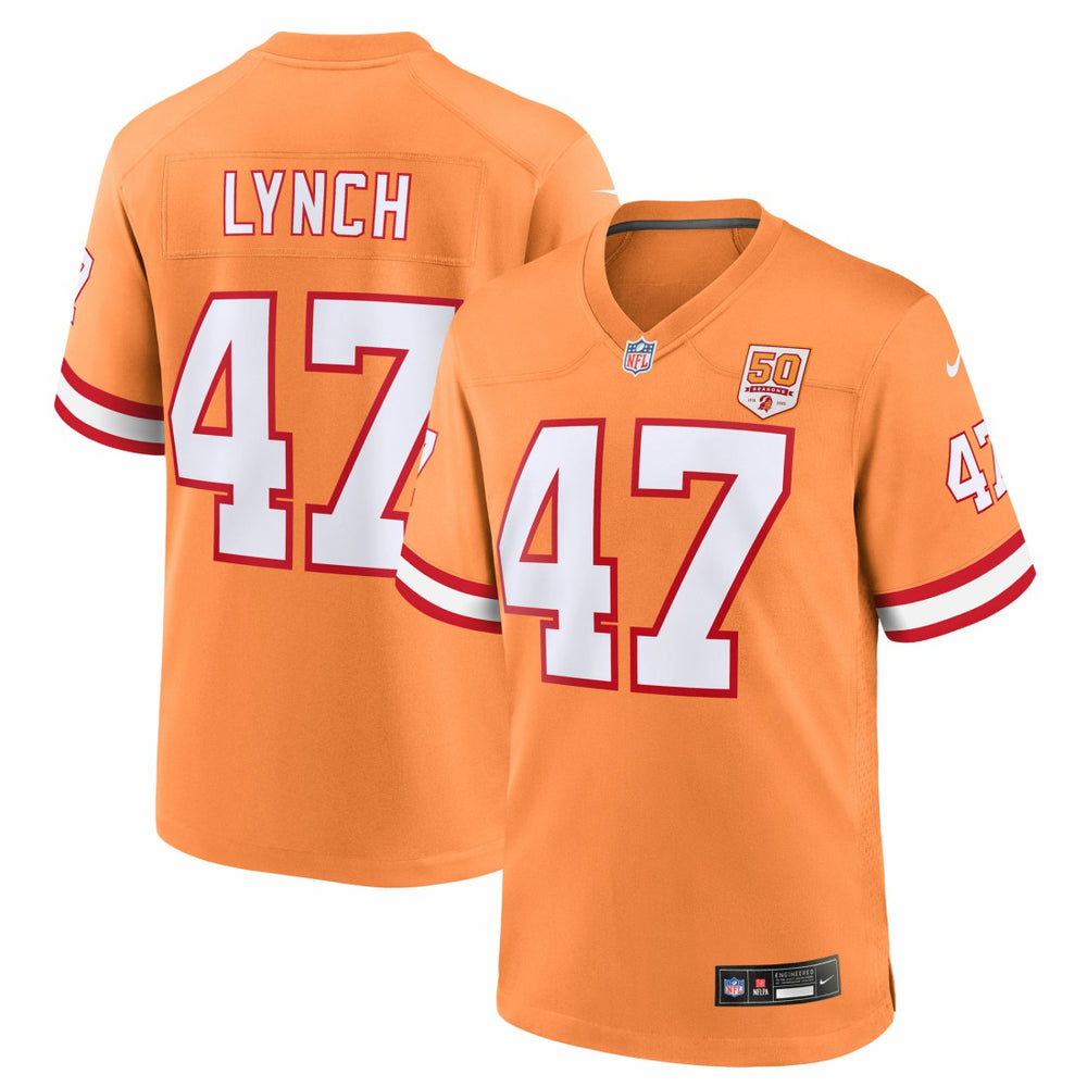 John Lynch Tampa Bay Buccaneers 50th Season Game Jersey - Creamsicle - Nike