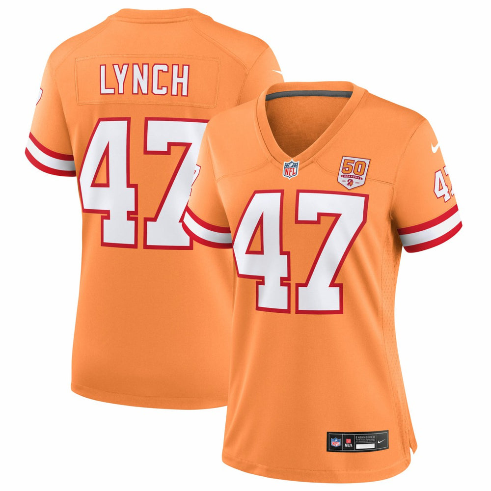 John Lynch Tampa Bay Buccaneers Women's 50th Season Game Jersey - Creamsicle - Nike