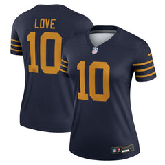 Jordan Love Green Bay Packers Women's The 1923 Classic Legend Player Dri-FIT Top - Navy - Nike