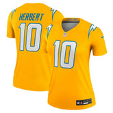 Justin Herbert Los Angeles Chargers Women's Alternate Charger Power Legend Player Performance Top - Gold - Nike