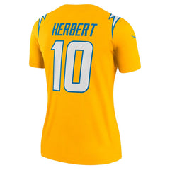 Justin Herbert Los Angeles Chargers Women's Alternate Charger Power Legend Player Performance Top - Gold - Nike