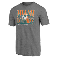 Miami Dolphins Vintage Tri-Blend T-Shirt - Heather Gray - NFL