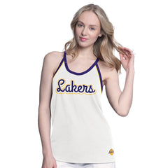 Los Angeles Lakers G-III 4Her by Carl Banks Women's Curveball Racerback Scoop Neck Slub Tank Top White