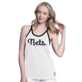Brooklyn Nets G-III 4Her by Carl Banks Women's Curveball Racerback Scoop Neck Slub Tank Top White