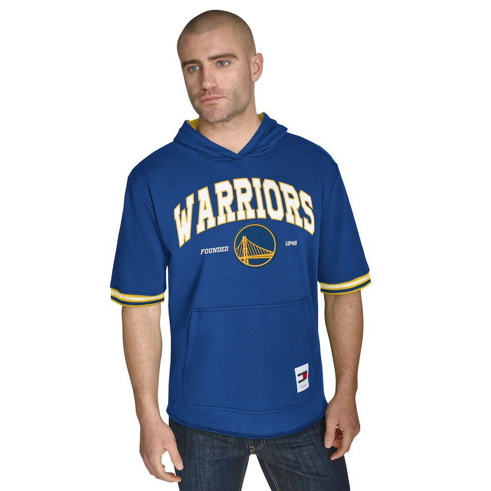 Golden State Warriors Tommy Jeans Paul French Terry Short Sleeve Pullover Hoodie Royal