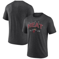 Miami Heat Backboard Tri-Blend T-Shirt Charcoal