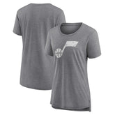 Utah Jazz Women's Distressed Logo Tri-Blend T-Shirt Gray