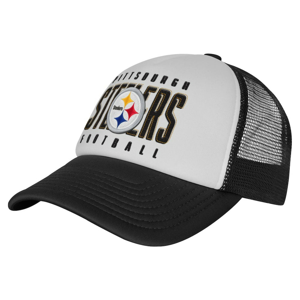 Pittsburgh Steelers Youth Essentials Trucker Adjustable Hat - White/Black - NFL