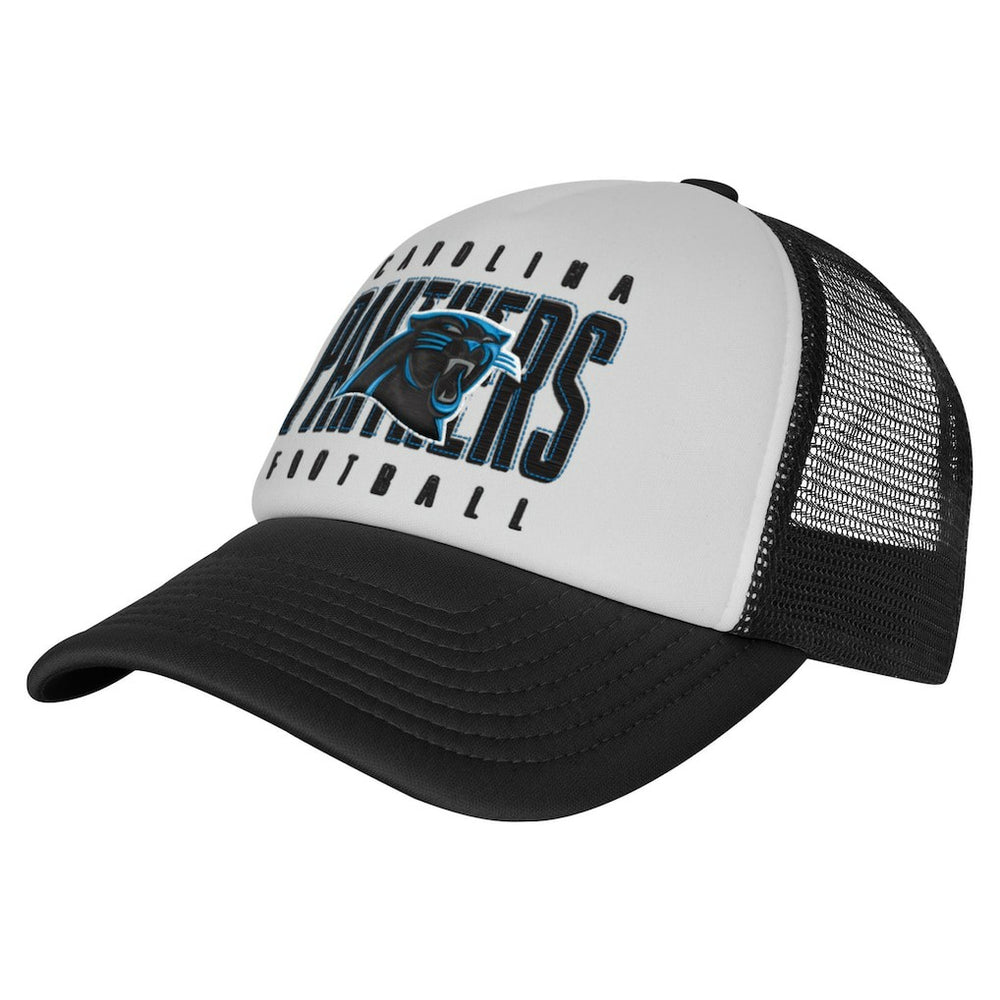 Carolina Panthers Youth Essentials Trucker Adjustable Hat - White/Black - NFL