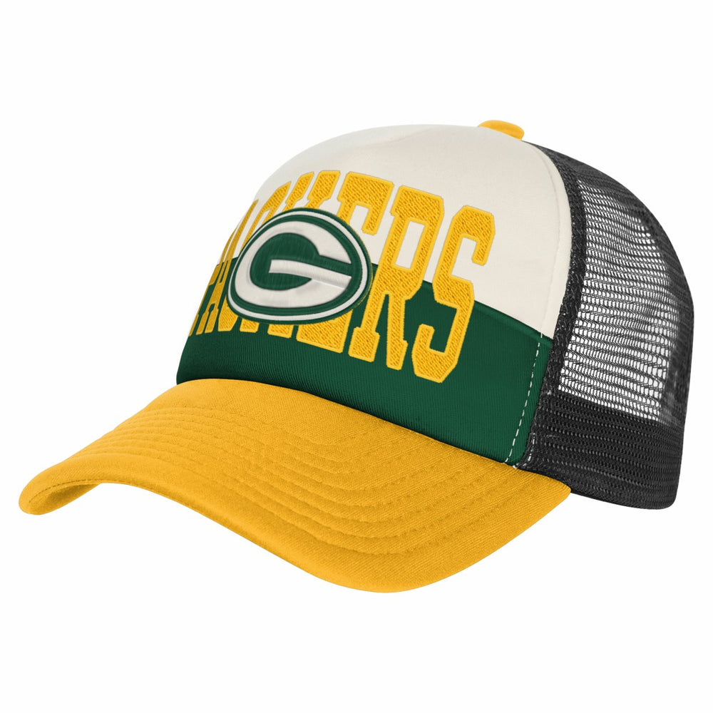 Green Bay Packers Youth Modern Fan Trucker Adjustable Hat - White/Gold - NFL