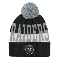 Las Vegas Raiders Outerstuff Youth Modern Fan Cuffed Knit Hat with Pom - Black - NFL
