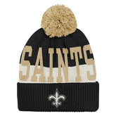 New Orleans Saints Outerstuff Youth Modern Fan Cuffed Knit Hat with Pom - Black - NFL