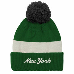 New York Jets Outerstuff Youth Modern Fan Cuffed Knit Hat with Pom - Green - NFL