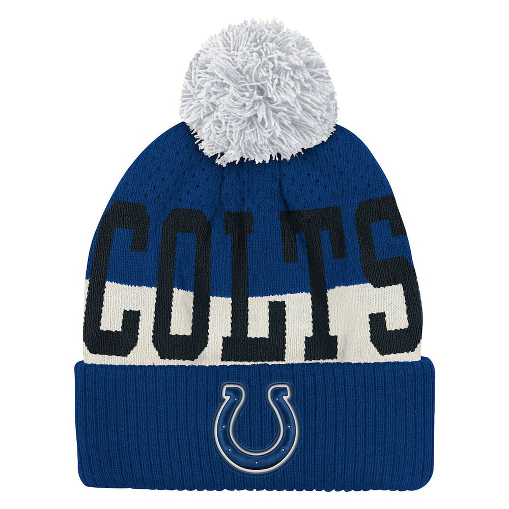 Indianapolis Colts Outerstuff Youth Modern Fan Cuffed Knit Hat with Pom - Royal - NFL