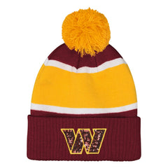 Washington Commanders Outerstuff Girls Let's Play Cuffed Knit Hat with Pom - Burgundy - NFL