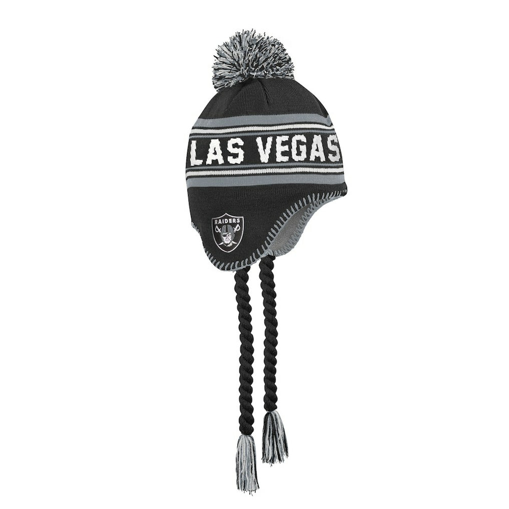 Las Vegas Raiders Outerstuff Youth Jacquard Tassel Knit Hat with Pom - Black - NFL