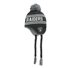 Las Vegas Raiders Outerstuff Youth Jacquard Tassel Knit Hat with Pom - Black - NFL