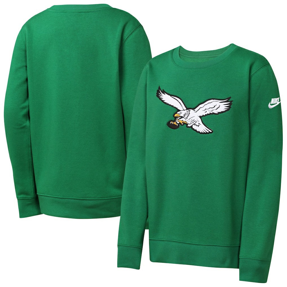Philadelphia Eagles Youth Rewind Essential Pullover Crewneck Sweatshirt - Kelly Green - Nike