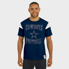 Dallas Cowboys Darius Rucker Collection Distressed Throwback Shoulder Stripe T-Shirt - Navy - Fanatics