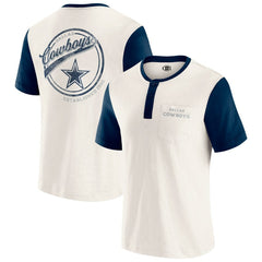 Dallas Cowboys Darius Rucker Collection Henley Colorblock Slub Pocket T-Shirt - Cream - Fanatics